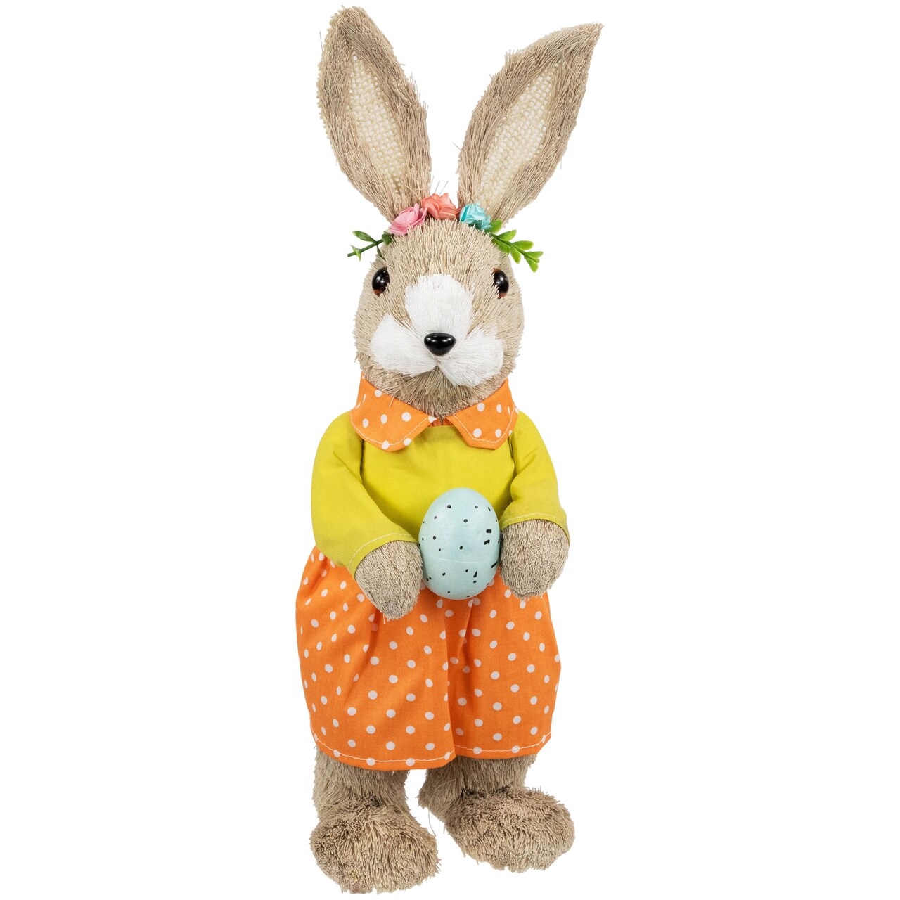 Northlight Standing Girl Rabbit with Easter Egg Figure - 15" - Orange and Green